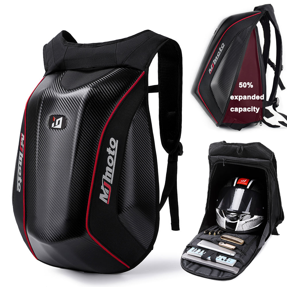 48L Expandable Storage Travel Bag Luggage Motorcycle Backpack | No-Drag Hardshell Helmet Bag for Men & Women, for 15 inches Laptop
