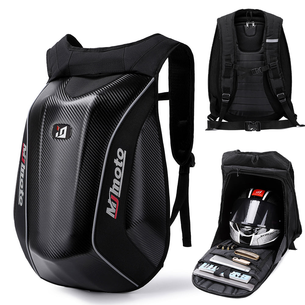 48L Expandable Storage Travel Bag Luggage Motorcycle Backpack | No-Drag Hardshell Helmet Bag for Men & Women, for 15 inches Laptop