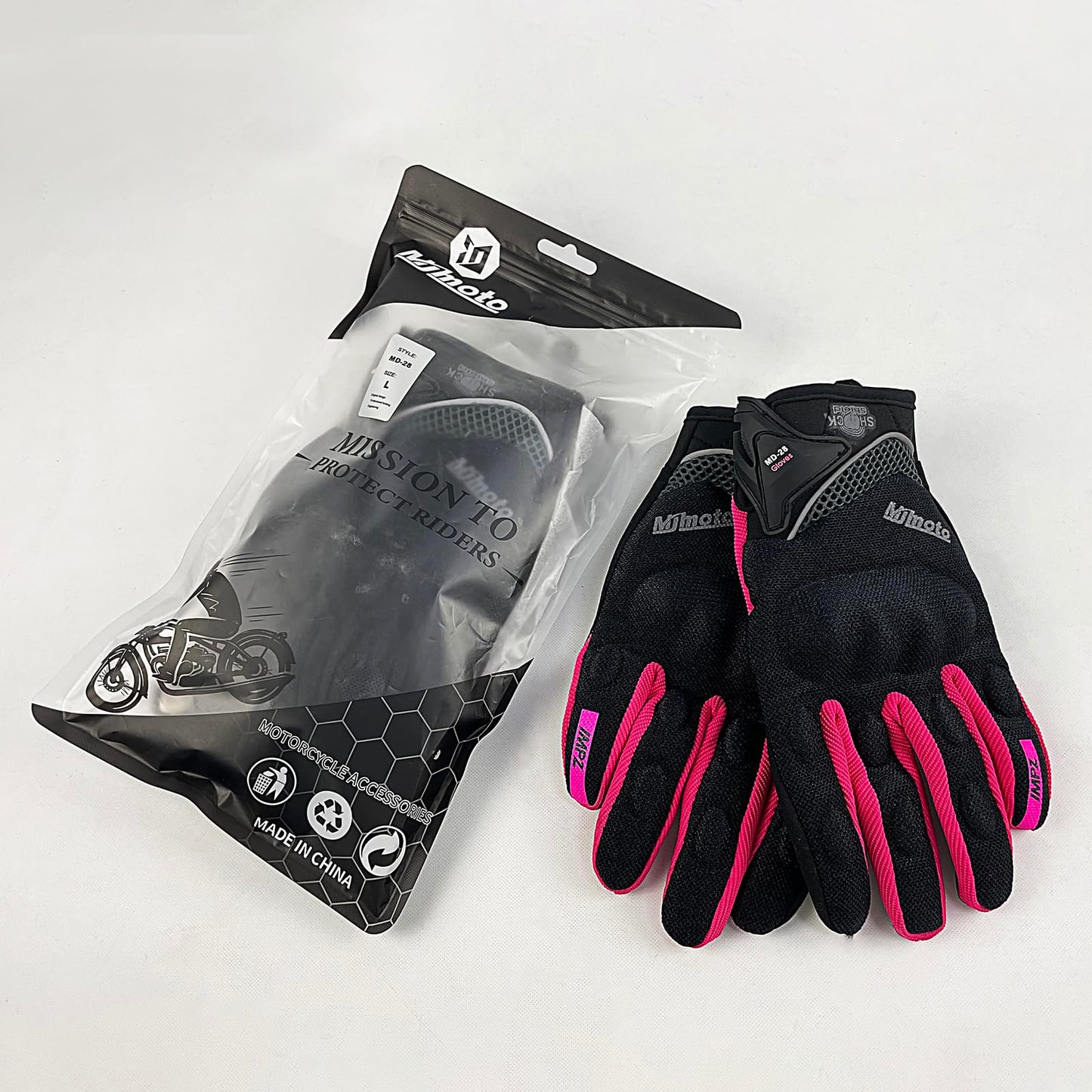 mjmoto Mesh Gloves Pink - Wearing Demo