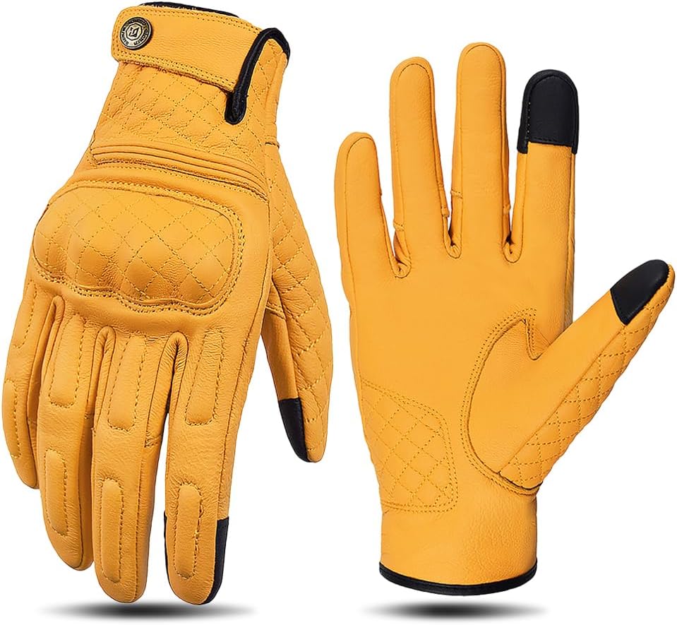 mjmoto Vintage Yellow Gloves - Wrist Closure
