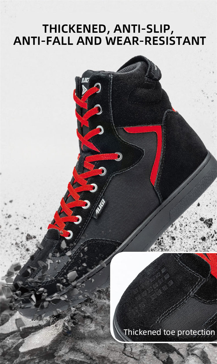 AUGI Men's Motorcycle Riding Shoes Anti-Scratch Ankle Boots - All-Season Touring & Casual Skate Sneaker Style (Size 39-45)