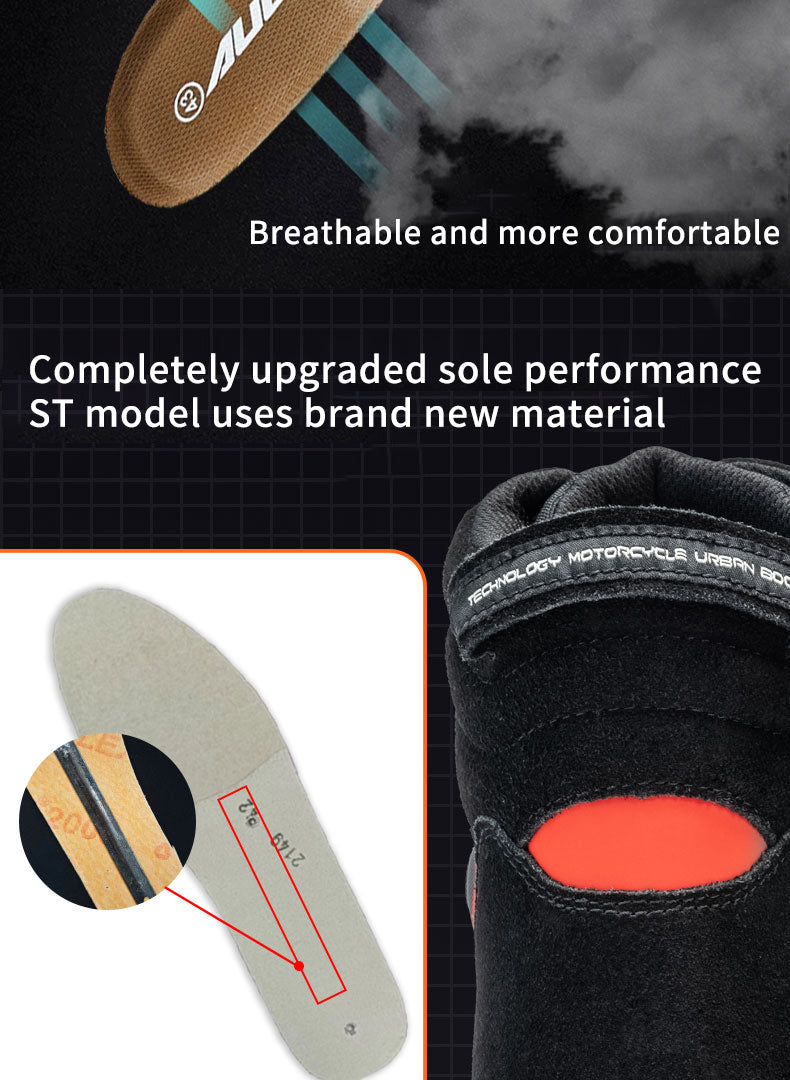 AUGI Men's Motorcycle Riding Shoes Anti-Scratch Ankle Boots - All-Season Touring & Casual Skate Sneaker Style (Size 39-45)