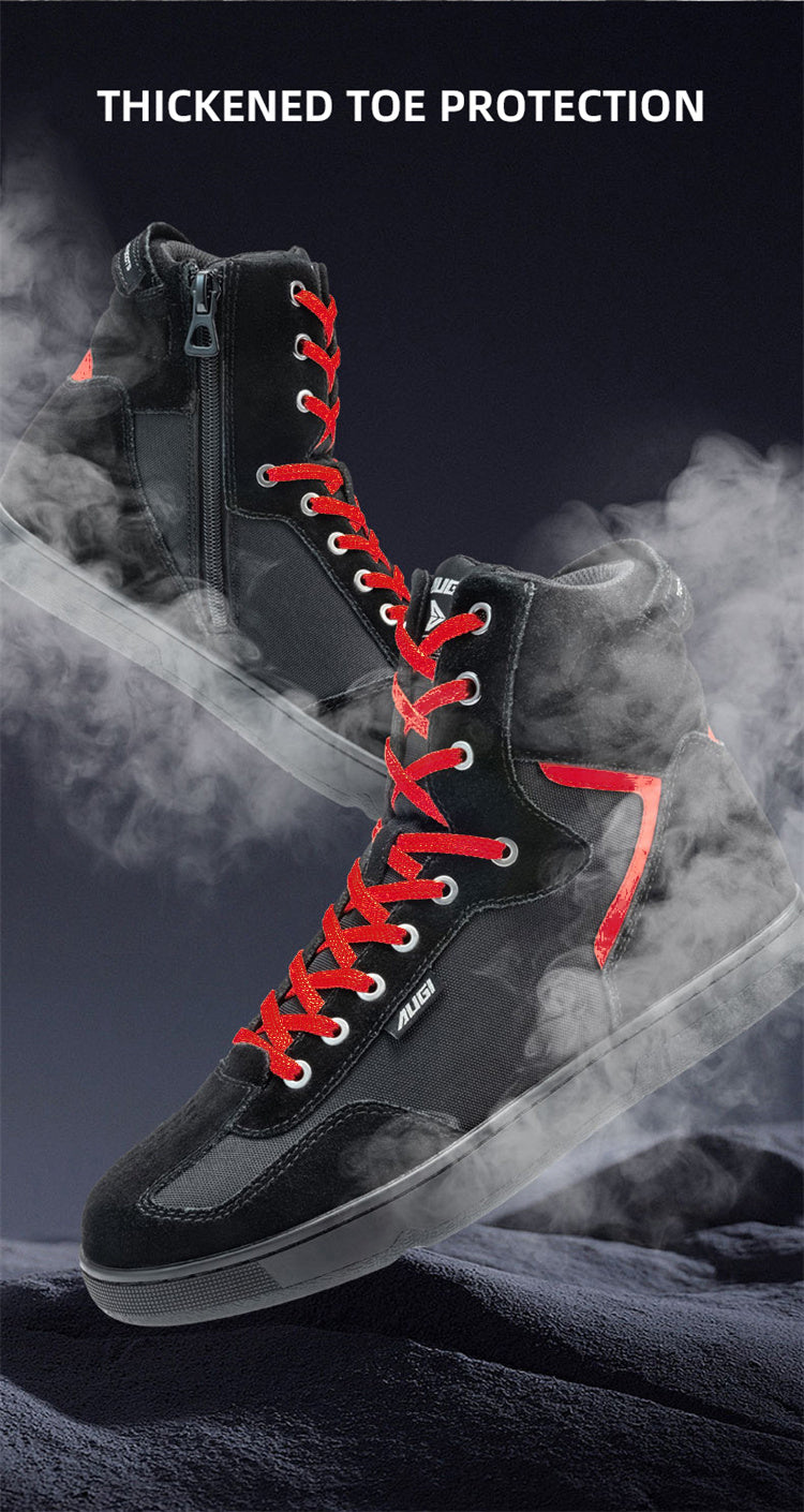 AUGI Men's Motorcycle Riding Shoes Anti-Scratch Ankle Boots - All-Season Touring & Casual Skate Sneaker Style (Size 39-45)