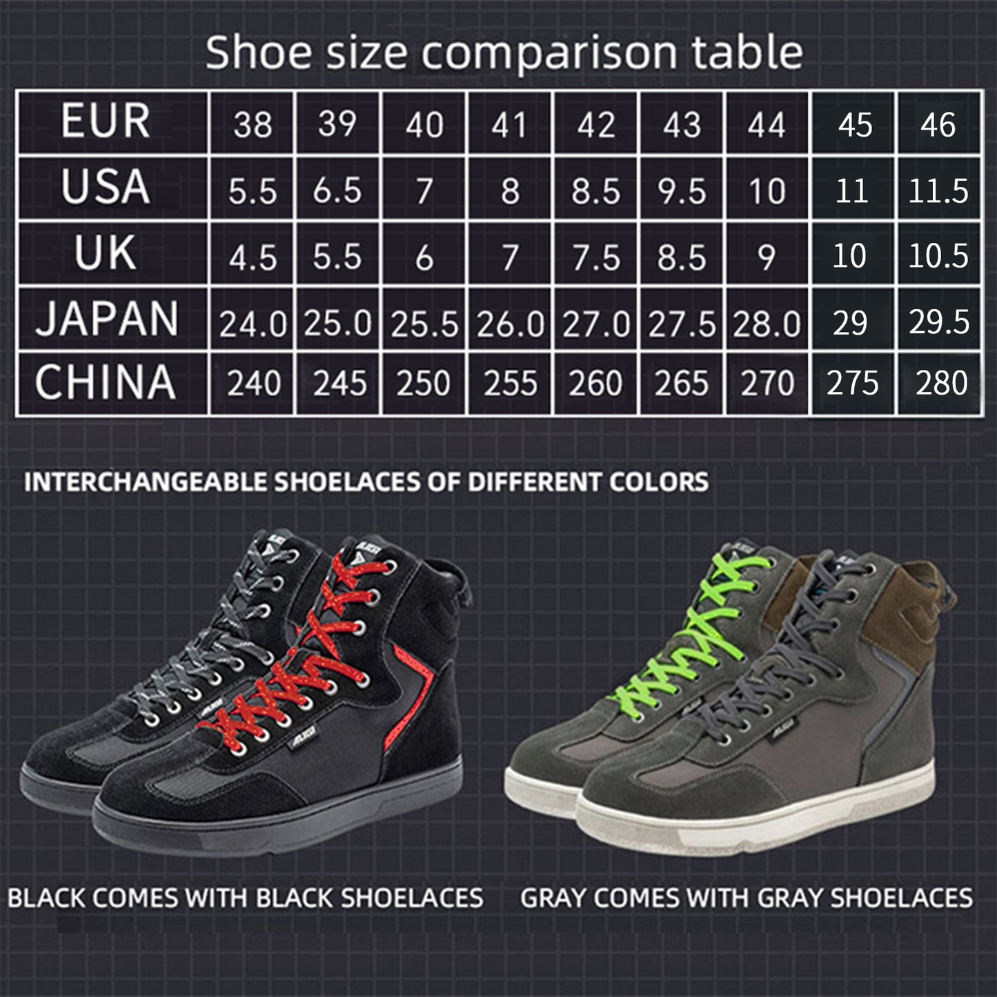 AUGI Men's Motorcycle Riding Shoes Anti-Scratch Ankle Boots - All-Season Touring & Casual Skate Sneaker Style (Size 39-45)