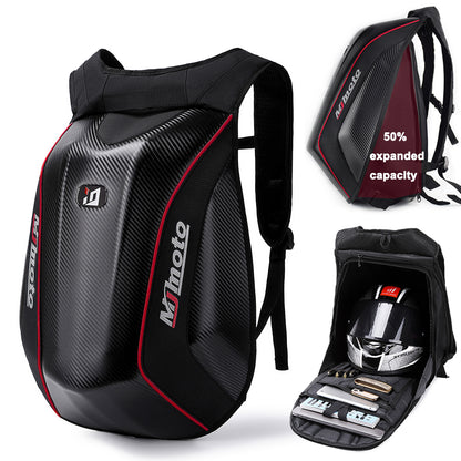 48L Expandable Storage Travel Bag Luggage Motorcycle Backpack | No-Drag Hardshell Helmet Bag for Men & Women, for 15 inches Laptop