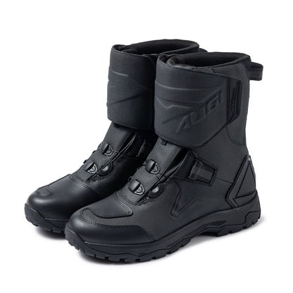 AUGI Men's Adventure Motorcycle Boots - Waterproof Cowhide Leather Rally Shoes for Off-Road Touring & Protection (Size 39-46)