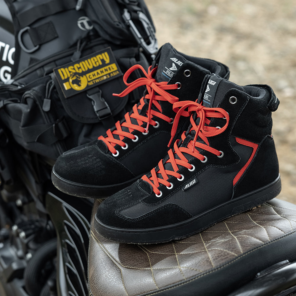 AUGI Men's Motorcycle Riding Shoes Anti-Scratch Ankle Boots - All-Season Touring & Casual Skate Sneaker Style (Size 39-45)