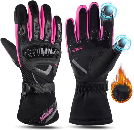 mjmoto Women's Motorcycle Gloves Pink - Front View