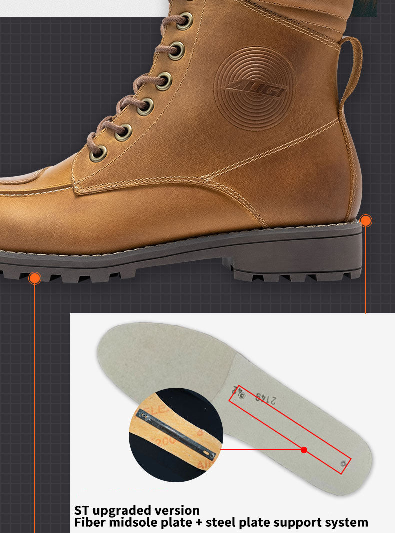 AUGI Urban Commuter Motorcycle Boots for Men & Women - Retro Classic Anti-Scratch Casual Riding Shoes, Stylish & Protective (Size 36-46)