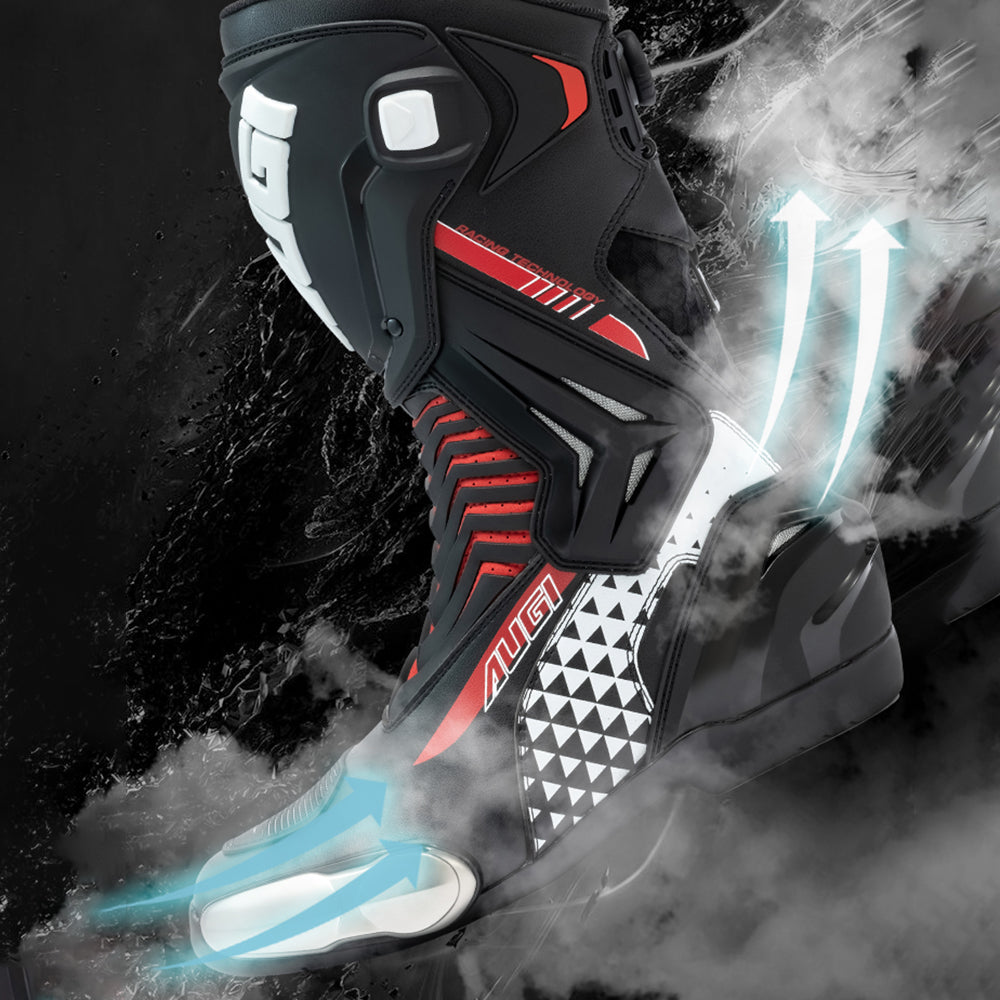 AUGI Racing Motorcycle Boots for Men & Women - Anti-Slip Off-Road Alloy Reinforced Protective Boots for Sportbike & Motocross (Size 39-46)