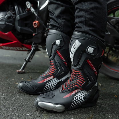 AUGI Racing Motorcycle Boots for Men & Women - Anti-Slip Off-Road Alloy Reinforced Protective Boots for Sportbike & Motocross (Size 39-46)