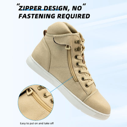 AUGI Men's Retro Motorcycle Shoes - Breathable Canvas with Anti-Scratch & Slip-Resistant Sole for Urban Riding