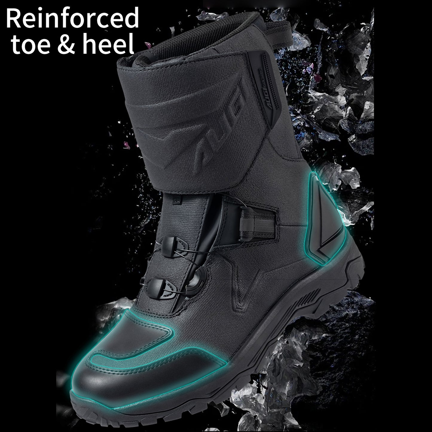 AUGI Men's Adventure Motorcycle Boots - Waterproof Cowhide Leather Rally Shoes for Off-Road Touring & Protection (Size 39-46)