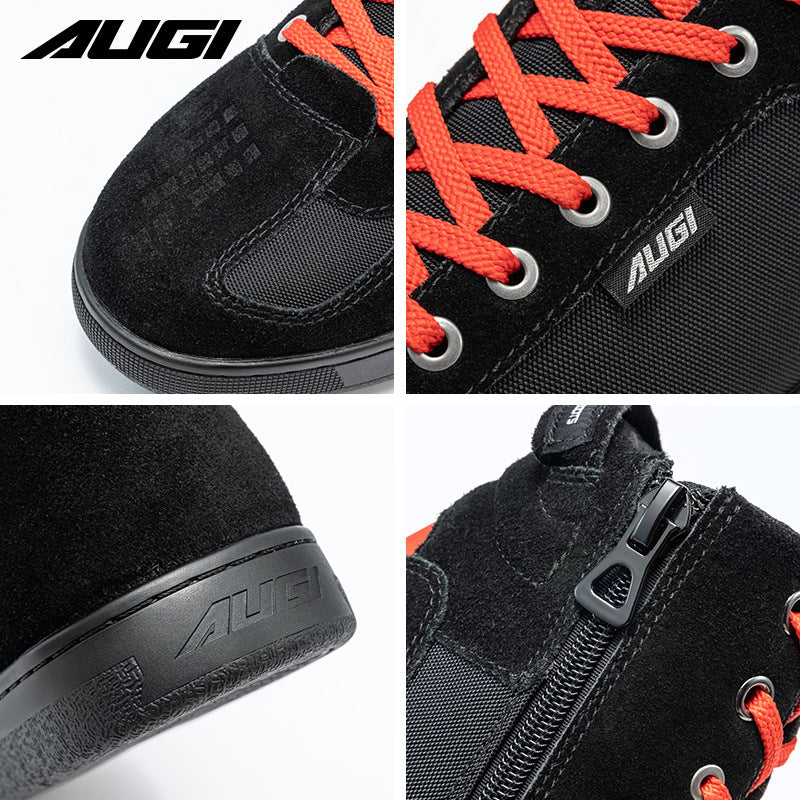 AUGI Men's Motorcycle Riding Shoes Anti-Scratch Ankle Boots - All-Season Touring & Casual Skate Sneaker Style (Size 39-45)