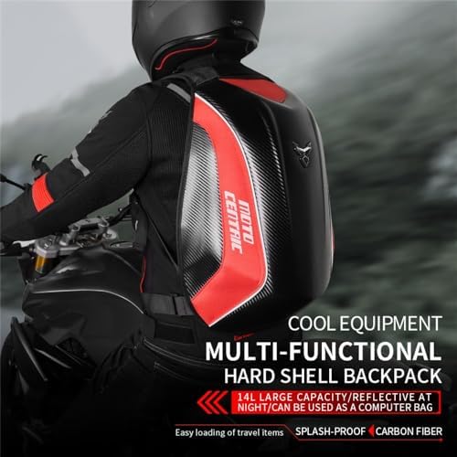 mjmoto Carbon Fiber Backpack Red - Front View