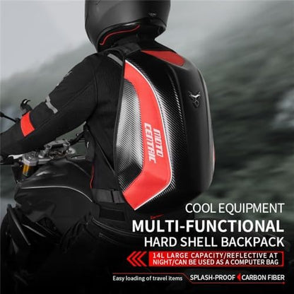 mjmoto Carbon Fiber Backpack Red - Front View