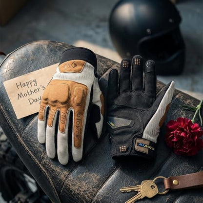 mjmoto Vintage Brown Gloves - Touchscreen Feature