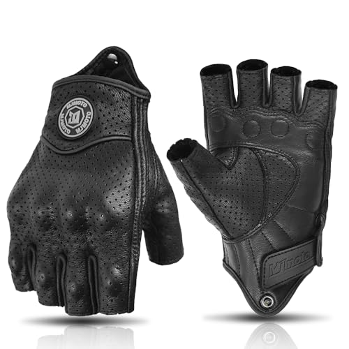 mjmoto Fingerless Leather Gloves - Front View