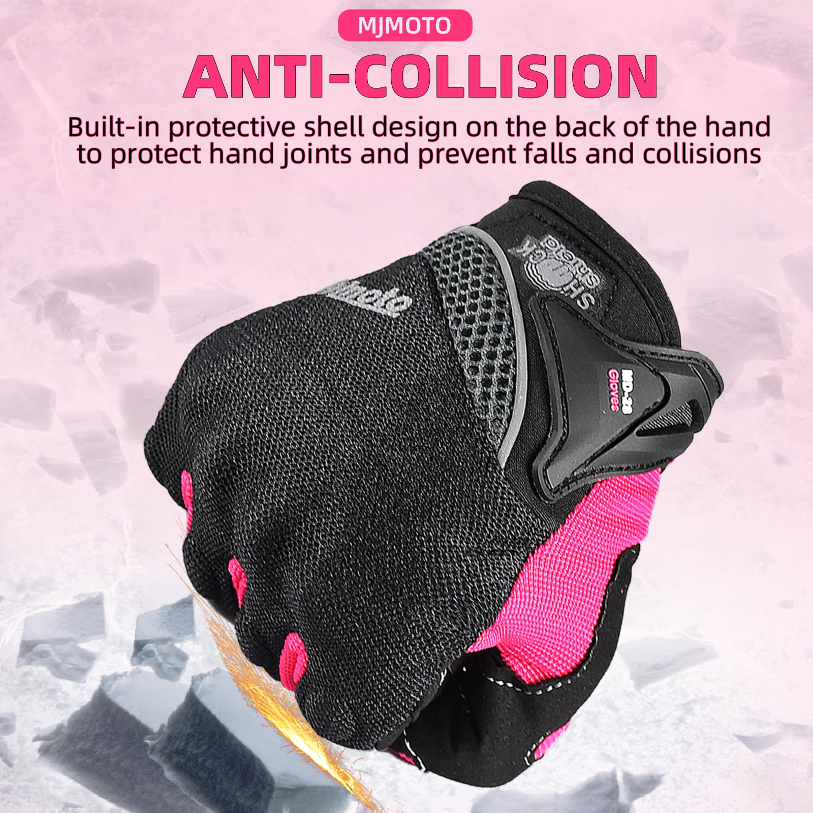 mjmoto Mesh Gloves Gray - Palm View