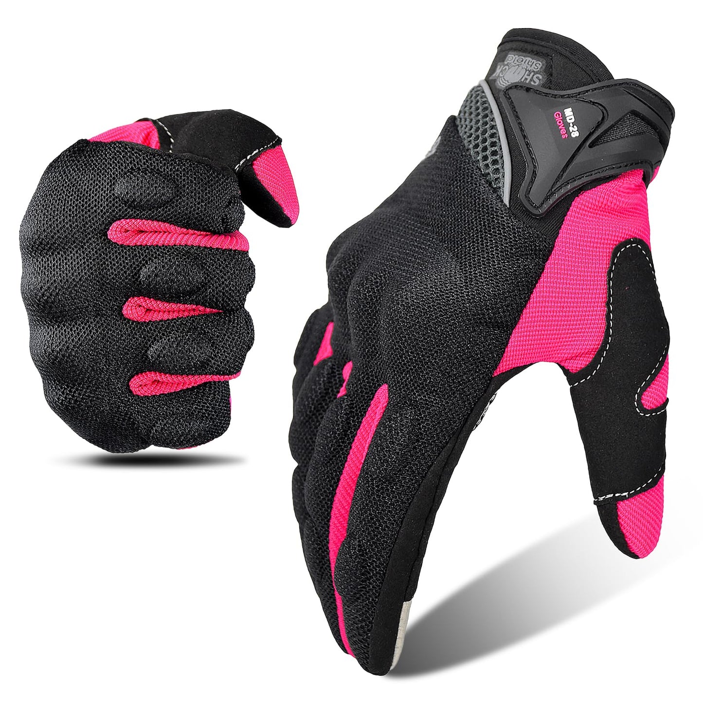 mjmoto Mesh Gloves Pink - Front View