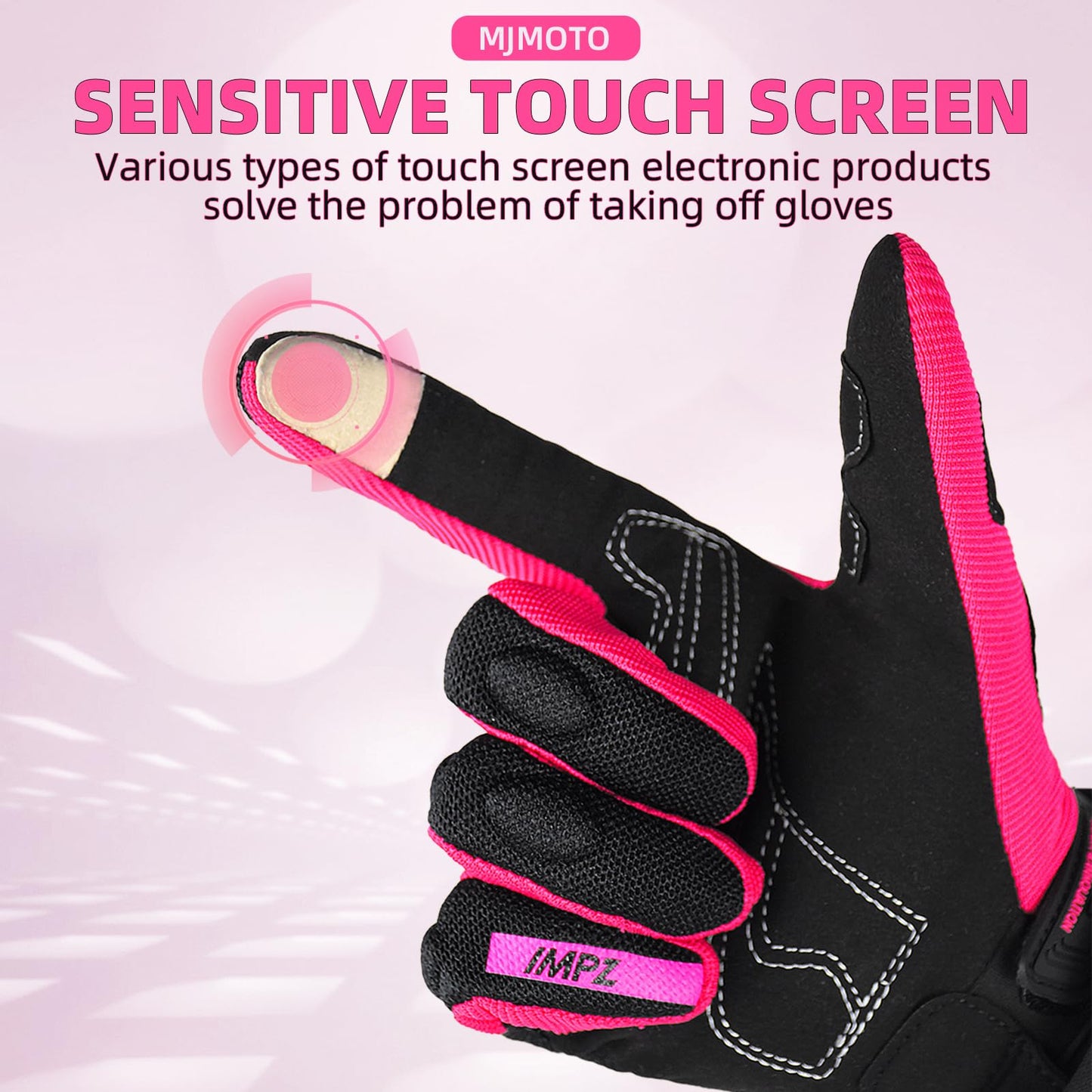 mjmoto Mesh Gloves Pink - Palm View