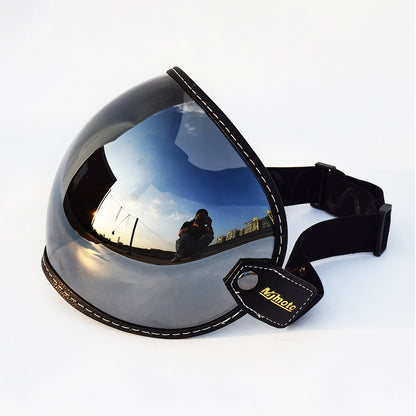 mjmoto Universal 3/4 Helmet Visor Lens - Bubble Motorcycle Windshield - Vintage Open Face Capacete Goggles