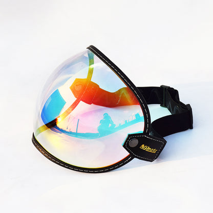 mjmoto Universal 3/4 Helmet Visor Lens - Bubble Motorcycle Windshield - Vintage Open Face Capacete Goggles