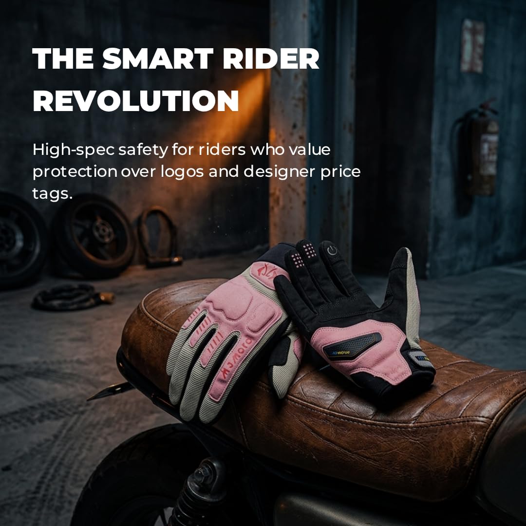 mjmoto Women's Pink Summer Gloves - Side View