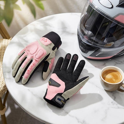 mjmoto Women's Pink Summer Gloves - Touchscreen Feature