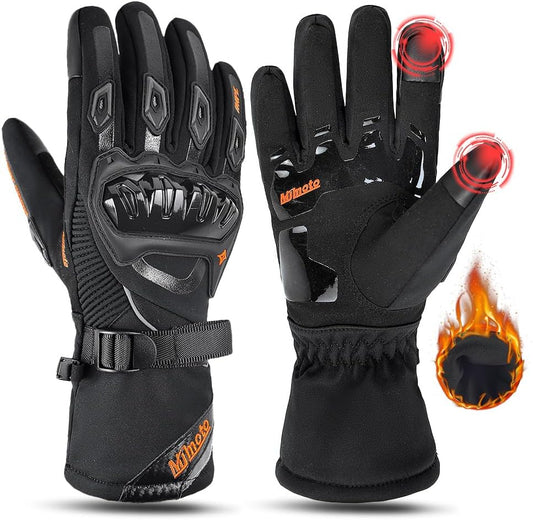 mjmoto Winter Gloves Black - Front View