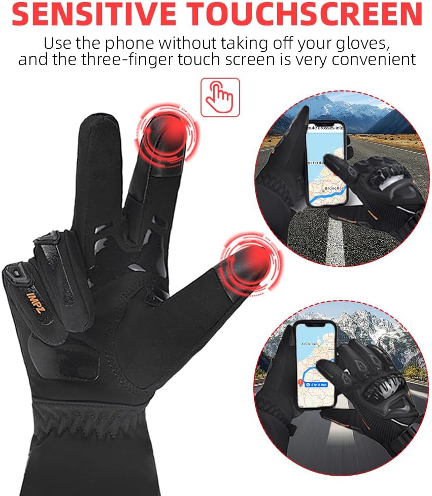 mjmoto Winter Gloves Black - Palm View