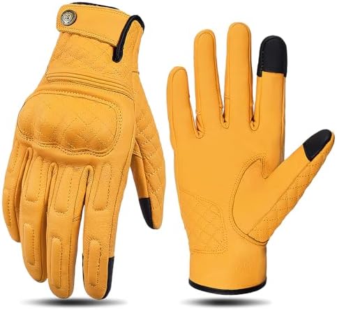 mjmoto Vintage Yellow Gloves - Front View