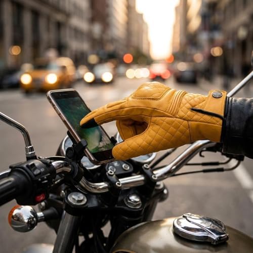 mjmoto Vintage Yellow Gloves - Side Angle