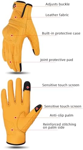 mjmoto Vintage Yellow Gloves - Touchscreen Feature