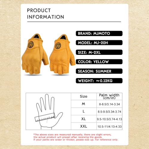 mjmoto Fingerless Leather Gloves Yellow - Perforation